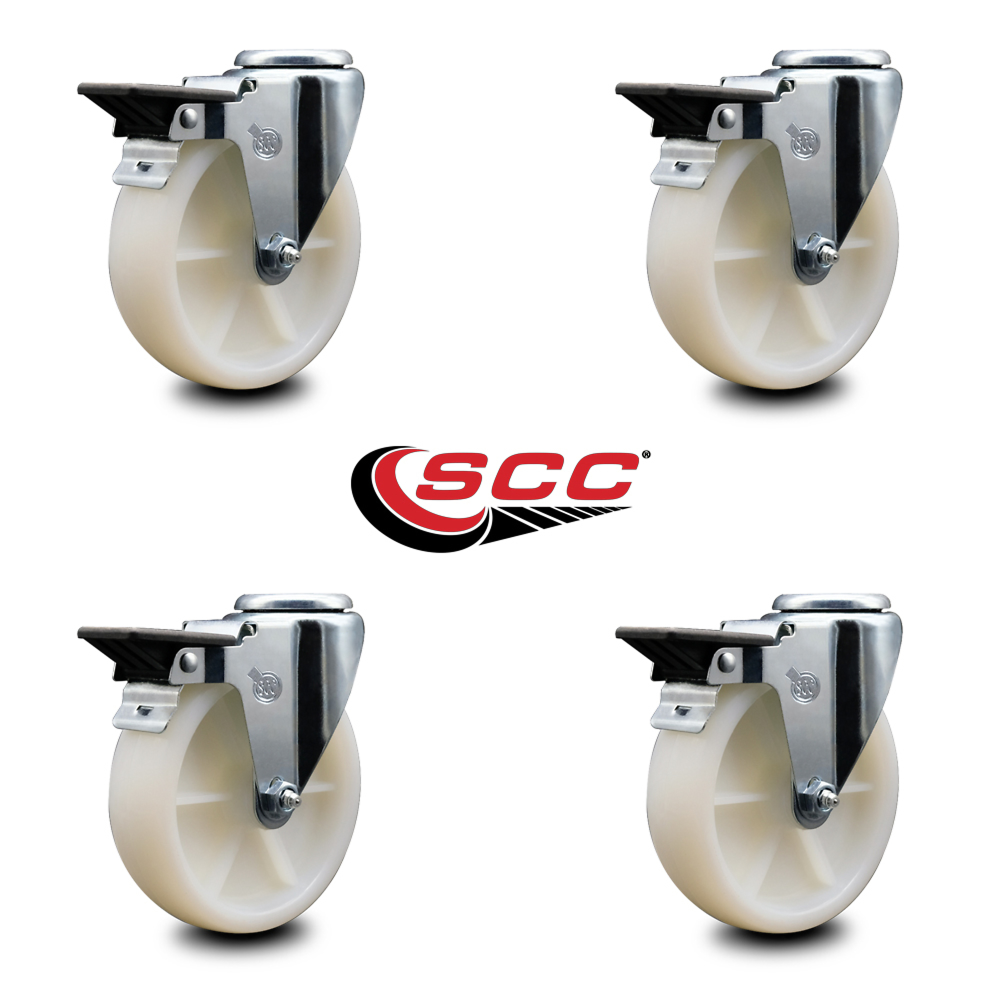 Service Caster, 5in. x 1 1/4in. Stem Casters, Wheel Diameter 5 in, Caster Type Swivel, Package (qty.) 4, Model# SCC-BH20S514-NYS-PLB-4